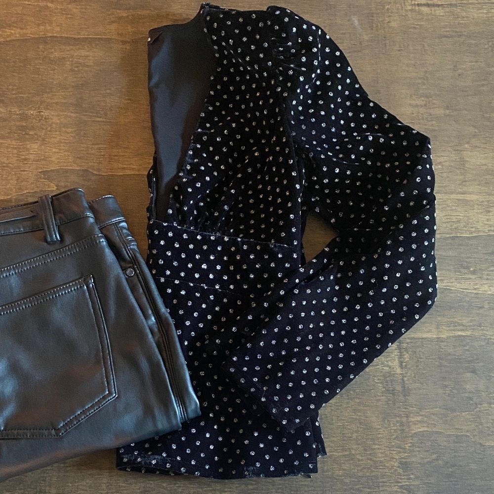 Express Black Polka Dot Blouse